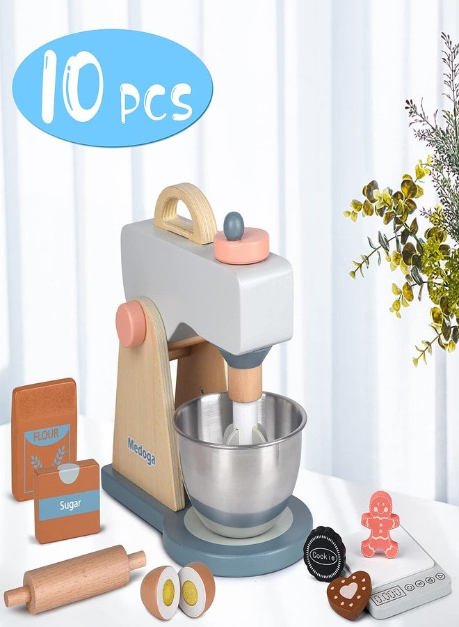 medoga Play Kitchen Accessories Wooden Mixer Set Pretend Play Food Sets for Kids Role Play Toys for Girls and Boys (Mixer Set) - Image 5